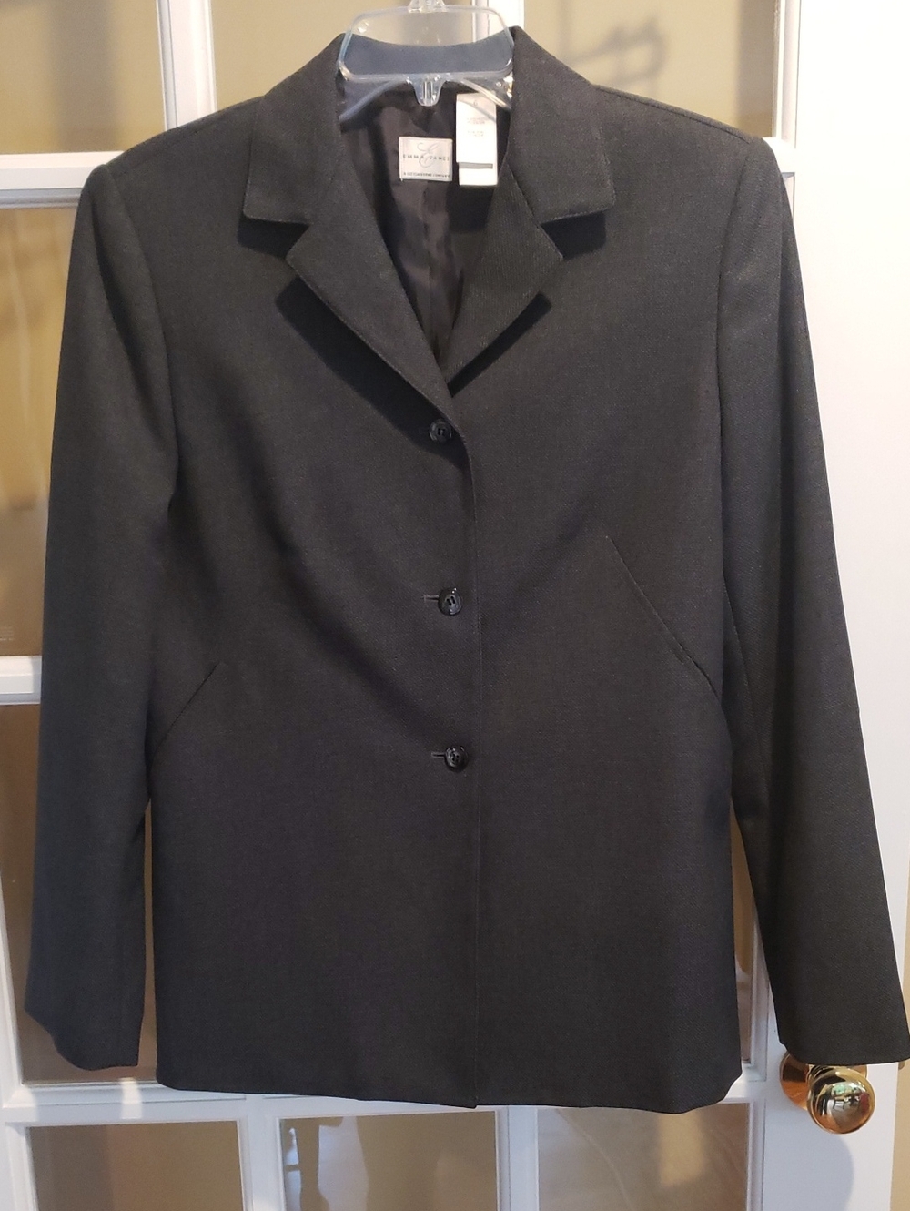 Vtg Emma James Charcoal Gray Three-Button Tailored Blazer size: 6